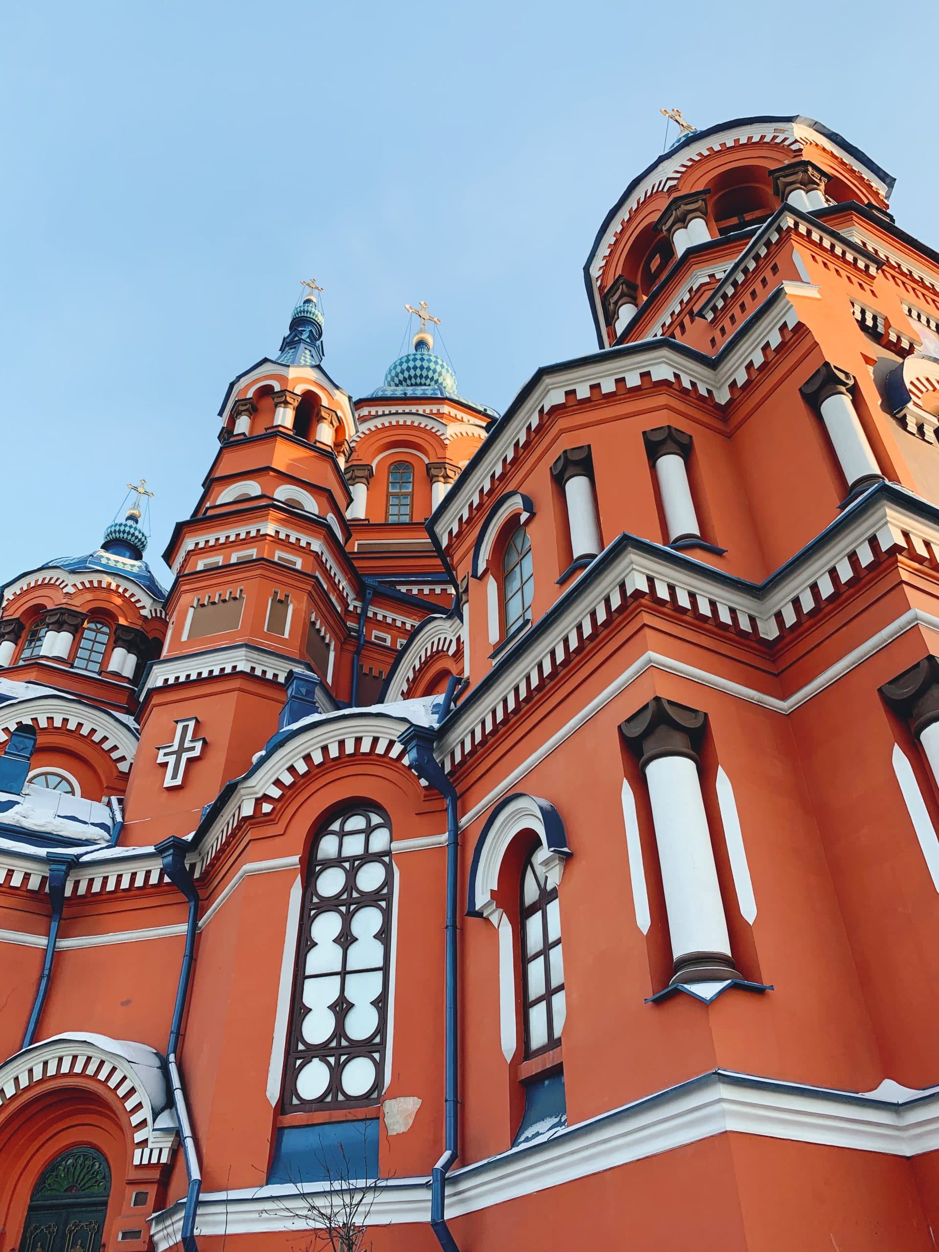 Close up of exterior of Irkutsk church