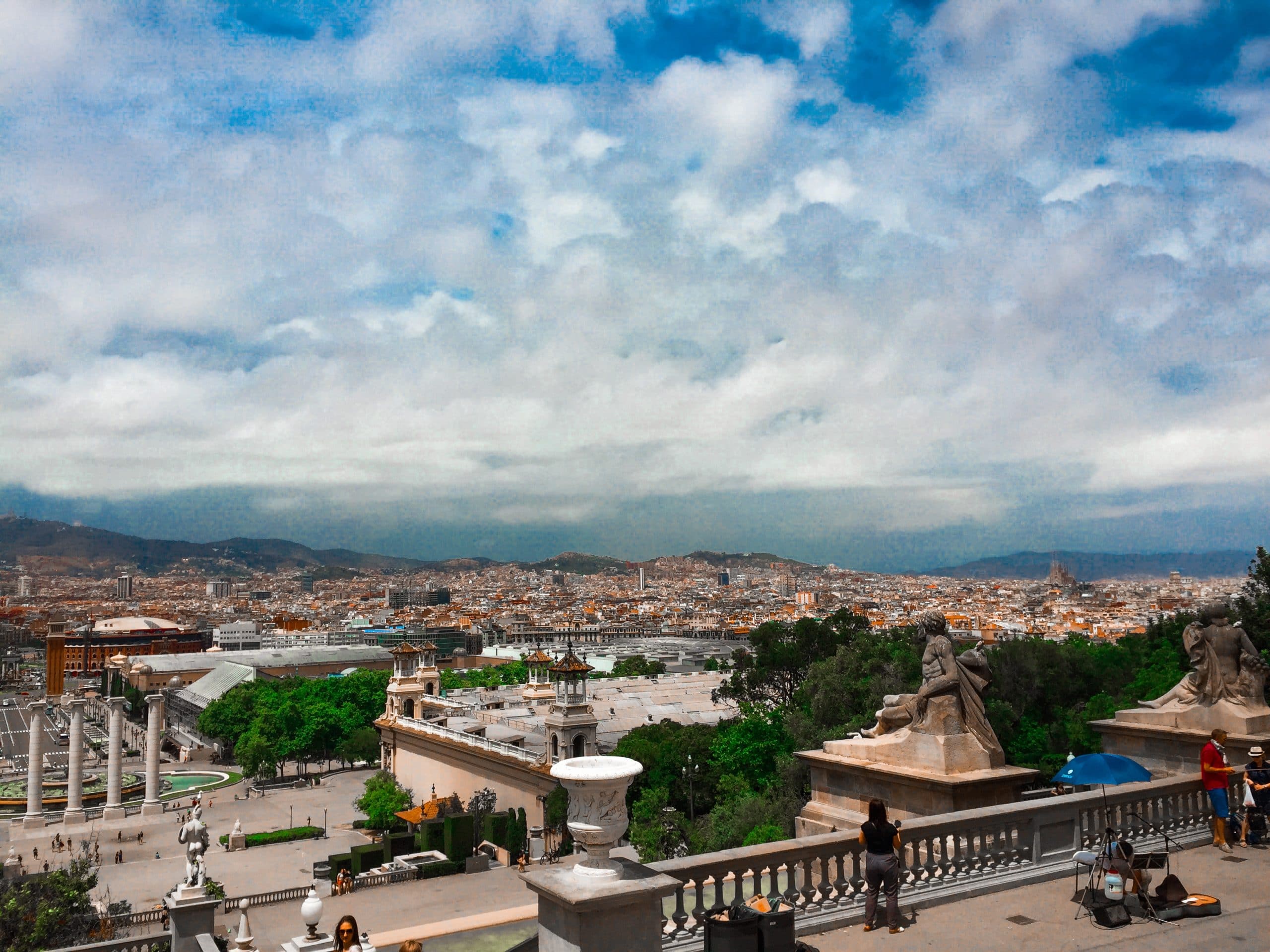 View from terrace at Museu Nacional d'Art de Catalunya, Montjuic Hill