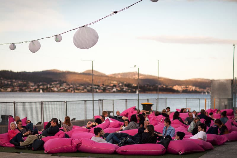 Beanbags on the lawn at MONA, Hobart Tasmania