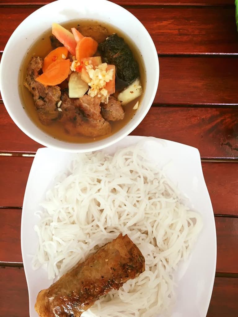 Spring roll and noodles at Bun Cha Ha Noi, Phu Quoc