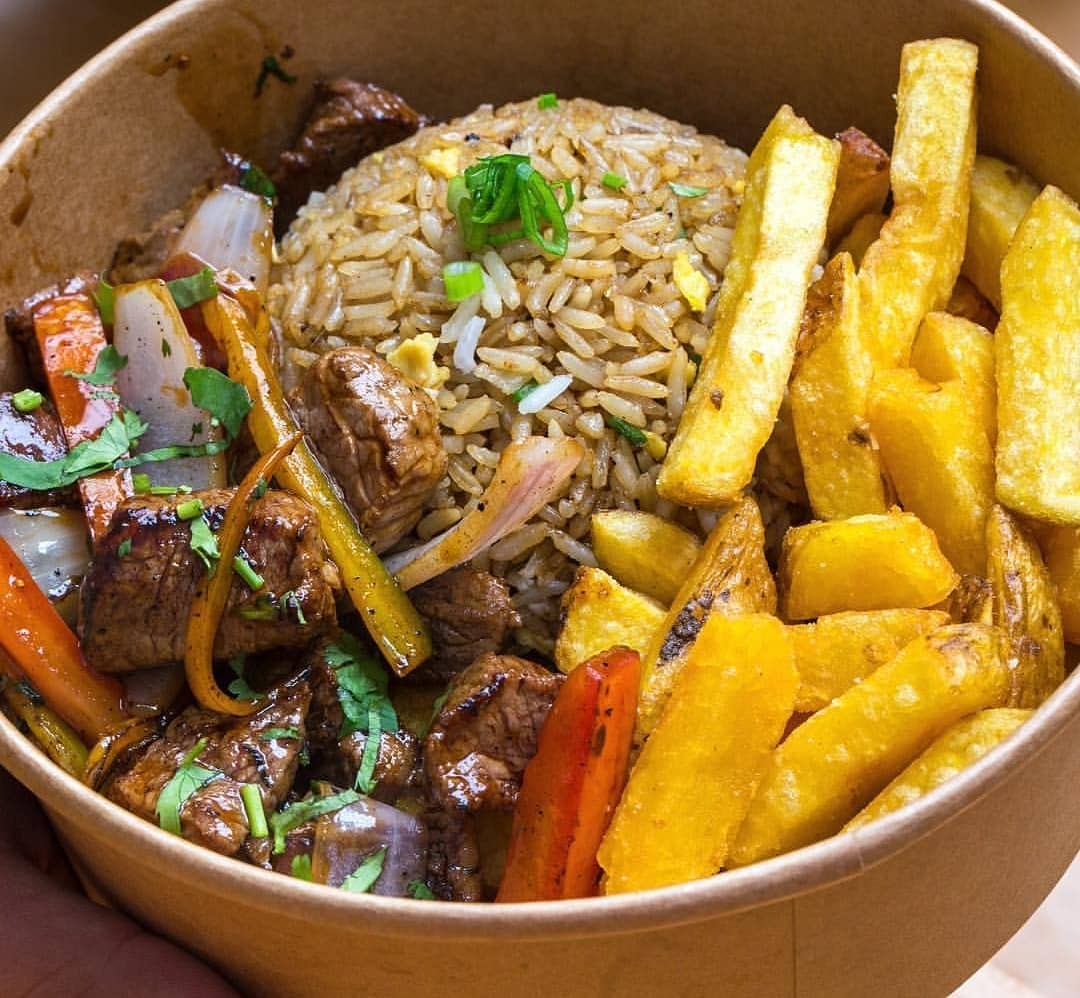 Lomo saltado, a stir-fried beef and veggie dish