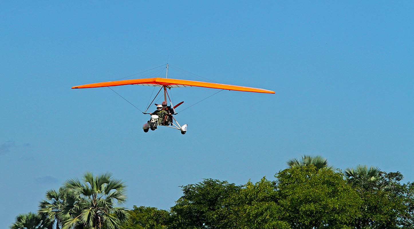 An ultralight flight near Livingstone over Victoria Falls, Zambia