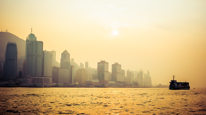 Victoria Harbour, Sunset in Hong Kong