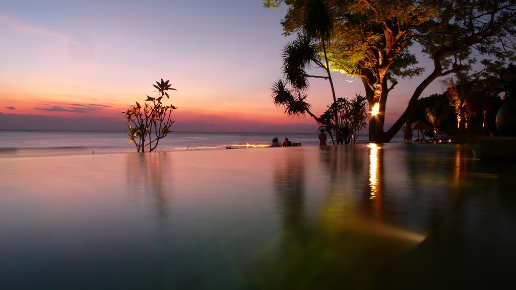 Sunset over Mt Agung from Senggigi