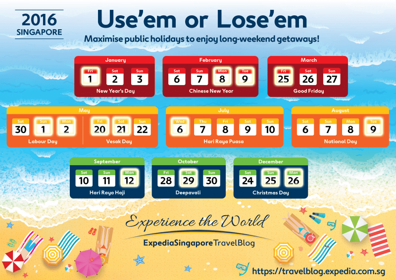 Singapore 2016 Public Holidays and Long Weekends Calendar